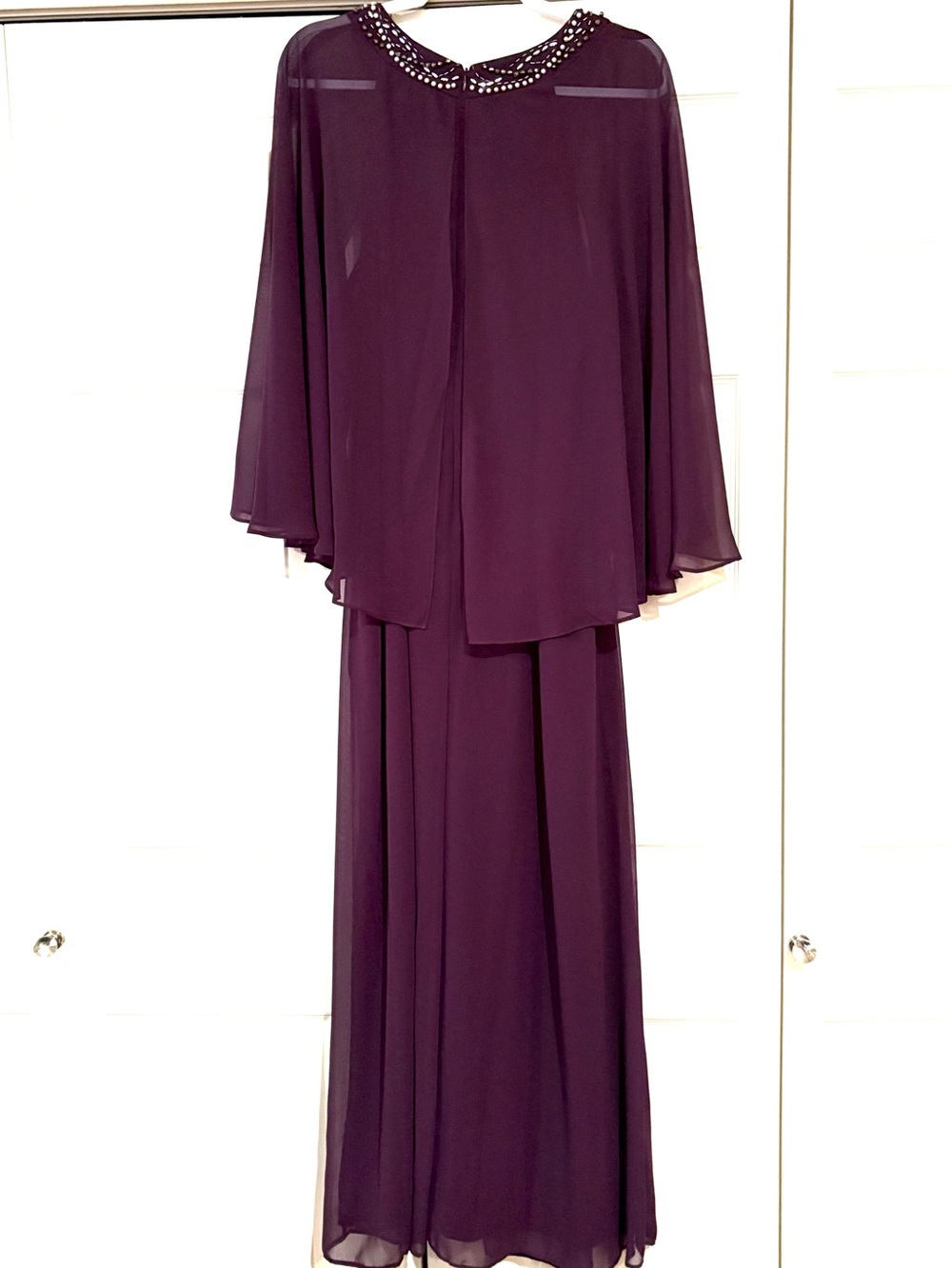 SLNY Dark Plum Beaded-Neck Evening Gown NWOT - Picture 7 of 16